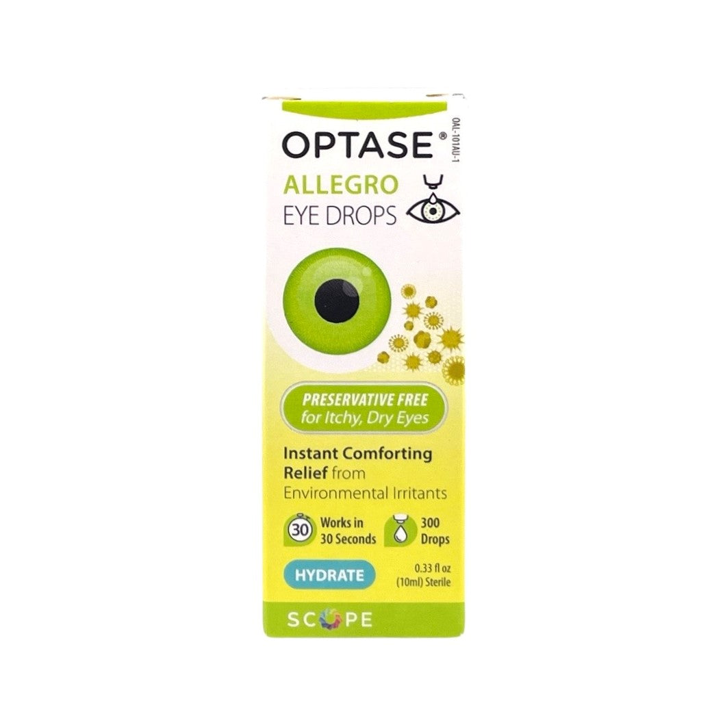 Gotas oftálmicas Optase Allegro para el alivio de las alergias y la picazón ocular - Gotas oftálmicas para ojos secos