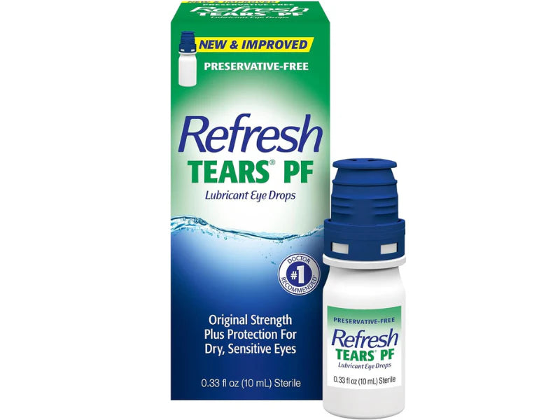 Gotas lubricantes para los ojos Refresh Tears PF, lágrimas artificiales sin conservantes, 10 ml (0,33 oz líq.)