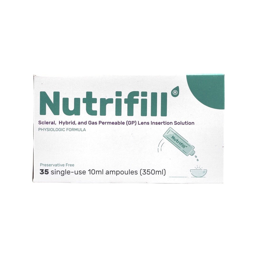 Solución de inserción de lentes esclerales, híbridas y permeables al gas (GP) sin conservantes Nutrifill