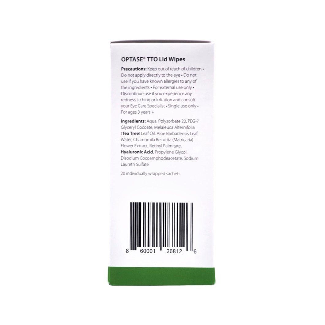 Toallitas para párpados Optase (20 toallitas) Árbol de té