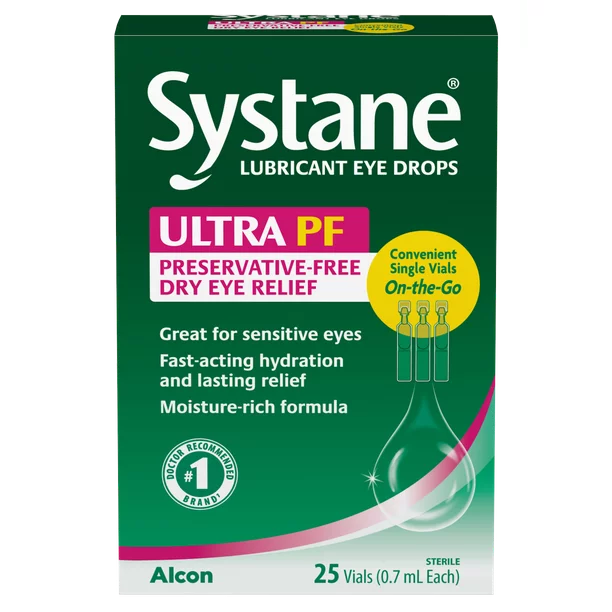 Systane Ultra Lubricant Eye Drops for Dry Eye Symptoms, 25 Preservative-Free Single Use Vials