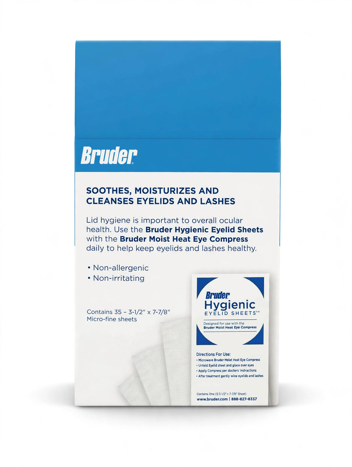 BRUDER Hygienic Eyelid Sheets. 35 Pack. use with Moist Heat Mask