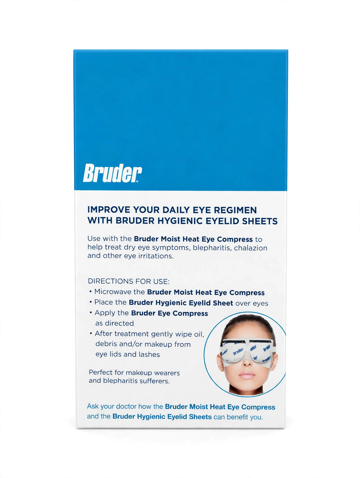 BRUDER Hygienic Eyelid Sheets. 35 Pack. use with Moist Heat Mask