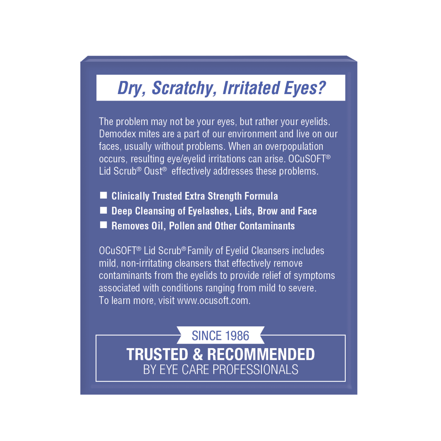 OCuSOFT Lid Scrub Oust Eyelid Cleanser Pre-Moistened Pads 30 ct