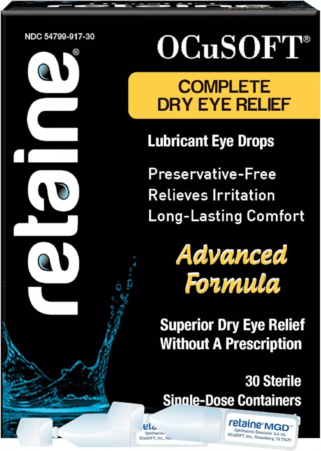 Ocusoft Retaine MGD Dry Eye Drops 30 count Preservative free