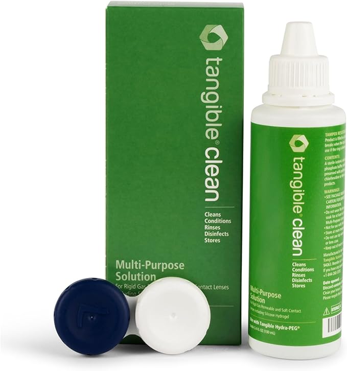Tangible Clean - Solución multiusos para lentes de contacto y esclerales (354 ml) 