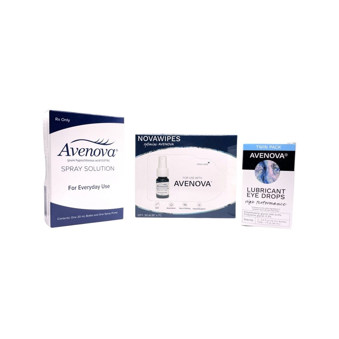 Avenova® Complete Kit, Hypochlorous Spray with Nova Wipes and 2 Bottles of Lubricants