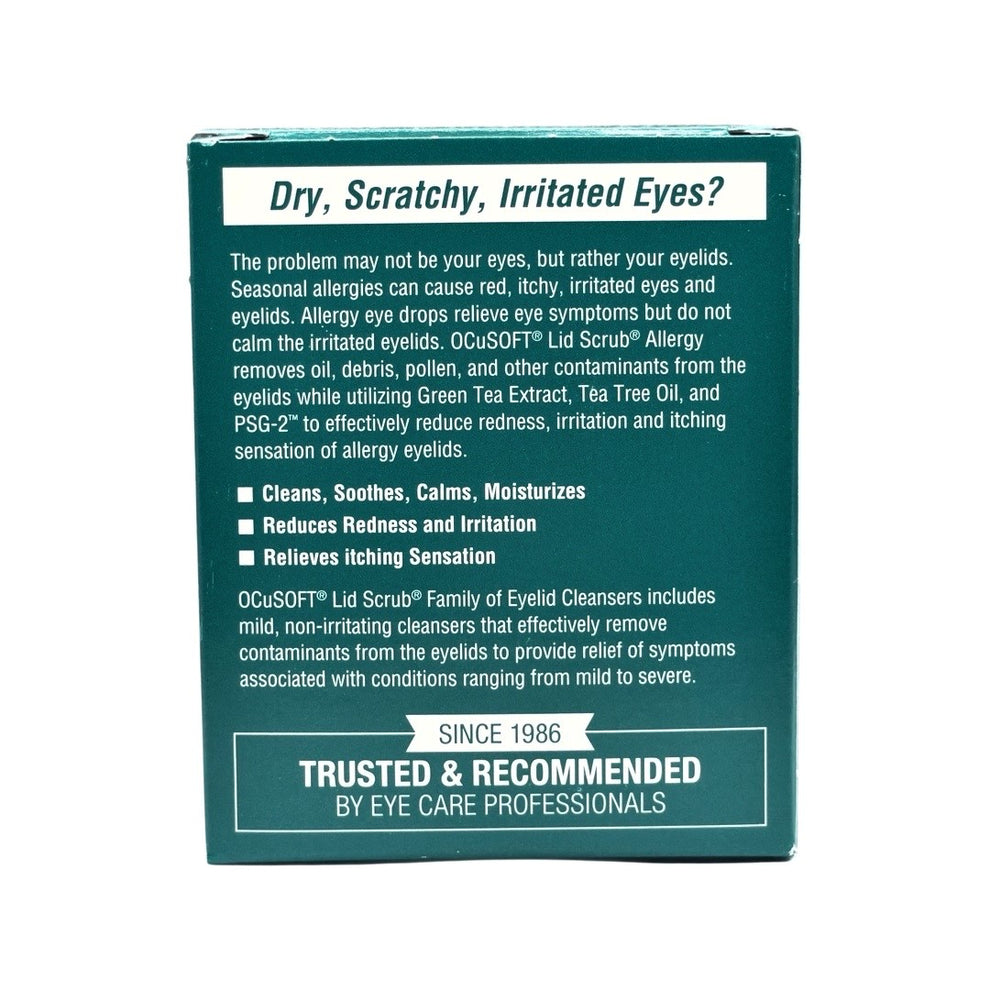 OCuSOFT Lid Scrub Allergy Eyelid Cleanser (30 Wipes) Bye Dry Eyes