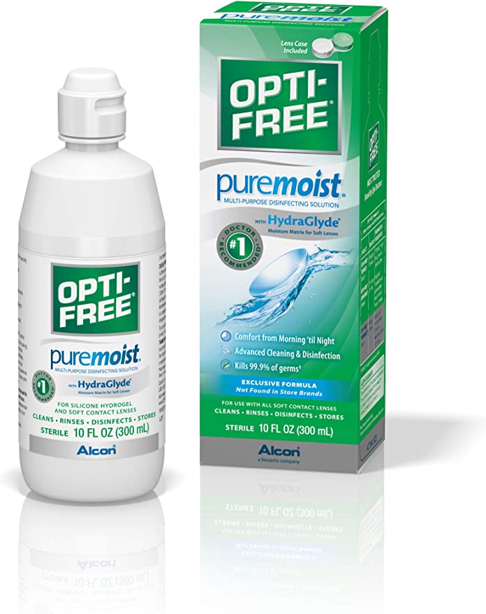 Opti-Free Puremoist Multi-Purpose Disinfecting Solution with Lens Case, 10-Ounces, 10 FL Oz