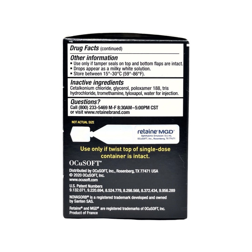 Ocusoft Retaine MGD Eye Drops 30 Vials (PreservativeFree) Bye Dry Eyes